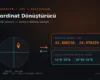 Enlem-boylam gridli dünya küresi ve konum pini ile ondalık derece (DD) ve derece-dakika-saniye (DMS) formatları arasında koordinat dönüşümünü gösteren şema